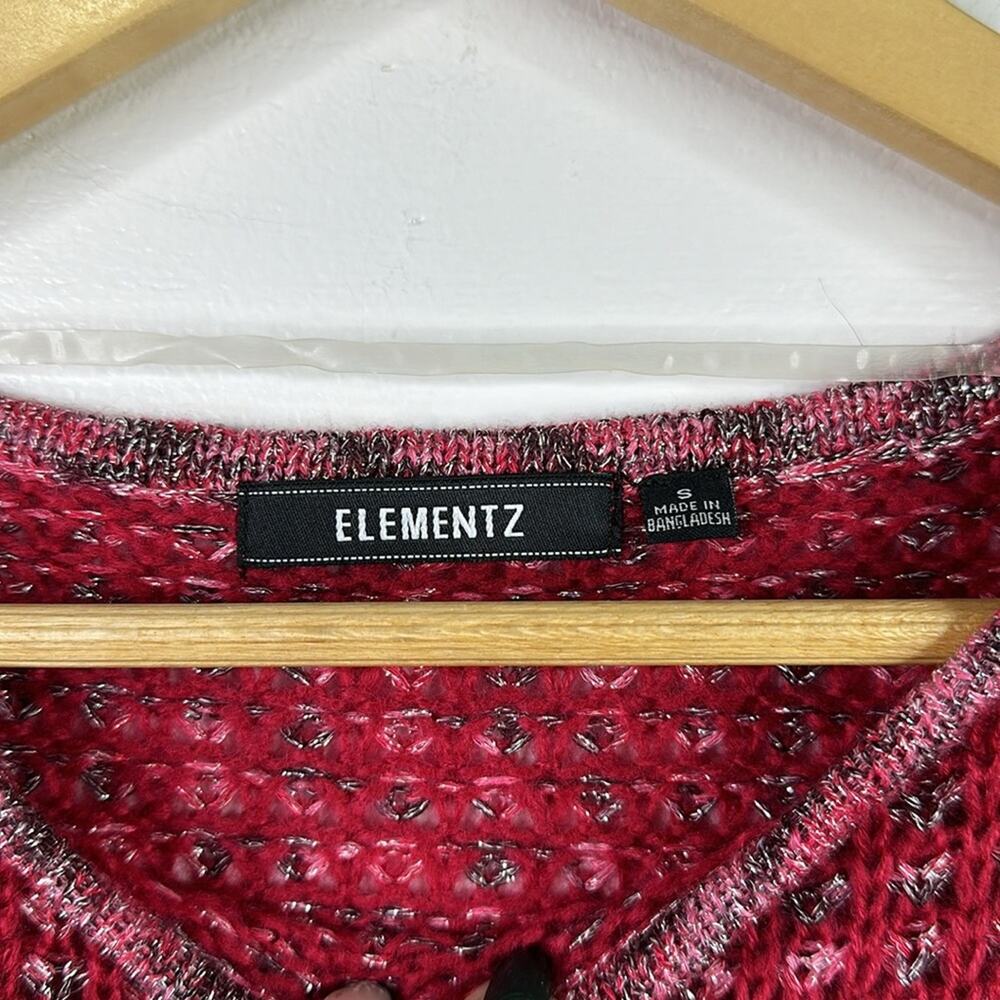 ELEMENTZ Pink Metallic Silver Knitted Pullover Long Sleeve Sweater Size Small - Picture 7 of 11